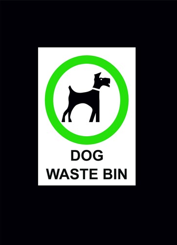 Dog waste bin sign sticker - bin,