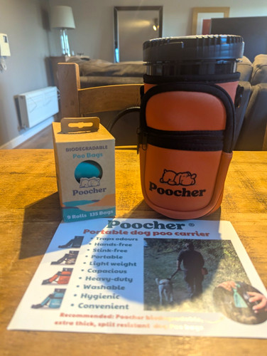 Poocher portable dog poo - dog, bin